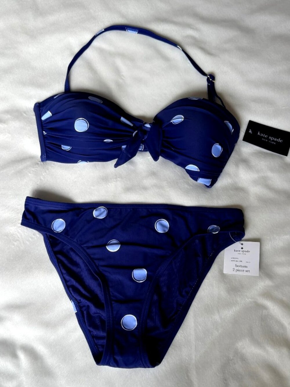 Kate Spade Women's North Sea Polka Dot Bikini 2-Piece Set Size S NWT - Picture 1 of 16